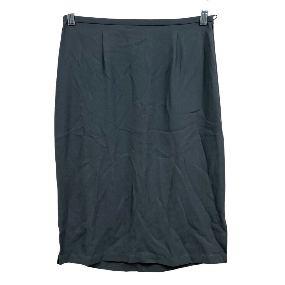 Eileen Fisher Womens Silk Skirt Flat Front Double Side Slits Zip Up Gray Sz S*